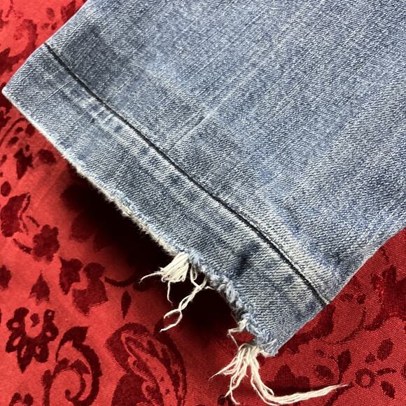7 For All Mankind Dojo Jeans Women 25x28" Blue Denim Pants Flare Distressed 7FAM - Picture 13 of 14